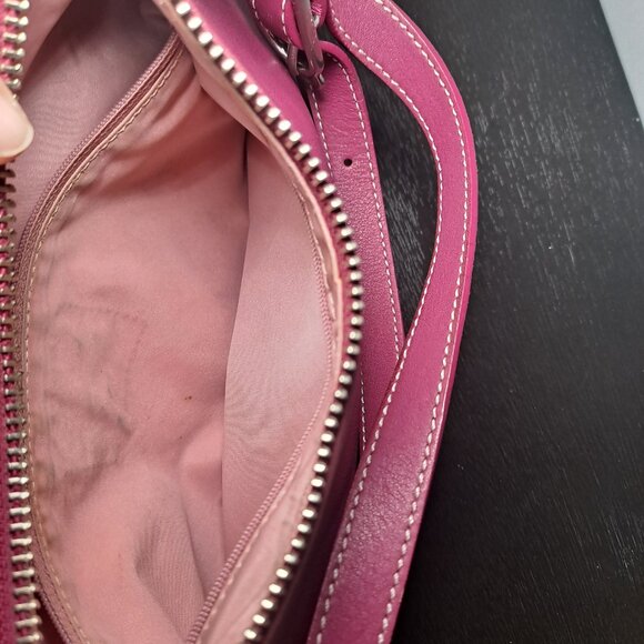 Cole Haan pink magenta leather hobo bag with a front buckle pocket - Picture 11 of 16